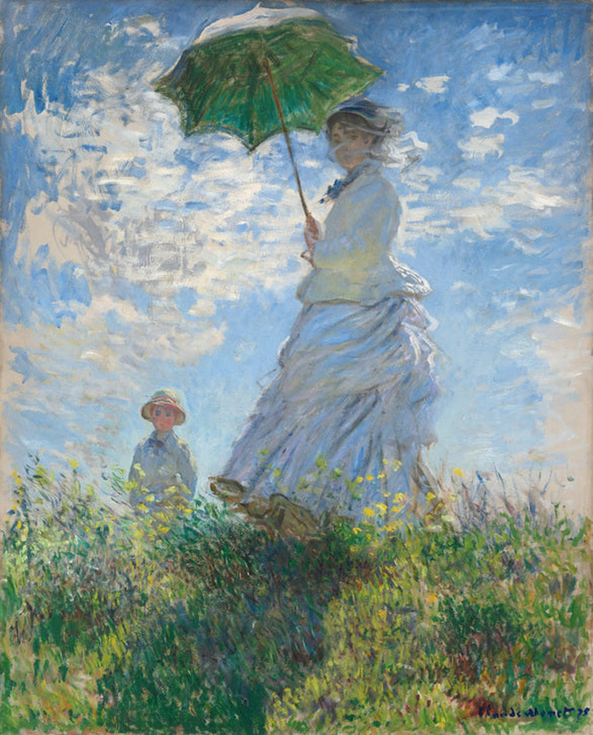 Frau mit Sonnenschirm (Madame Monet und ihr Sohn) von Claude Monet, 1875
