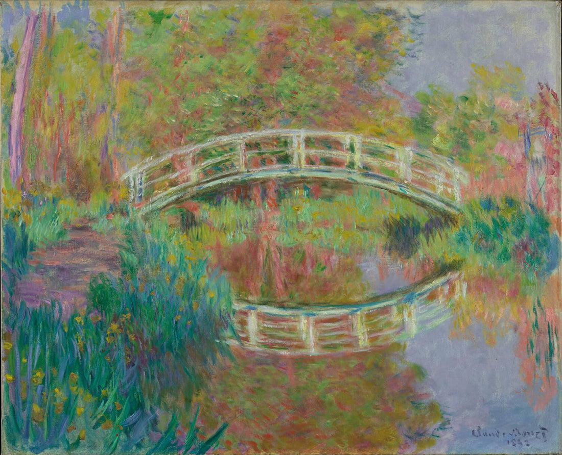 Japanische Fußbrücke und Seerosenteich in Giverny von Claude Monet