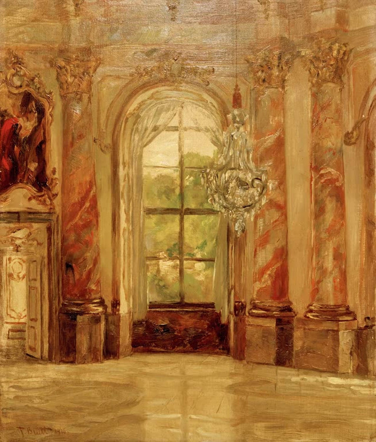 Gemälde „Kaisersaal im Schlosse zu Würzburg“ von Ferdinand Brütt, 1886–1887 – realistische Darstellung des barocken Kaisersaals der Würzburger Residenz