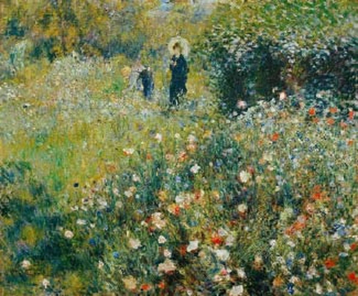 Frau mit Sonnenschirm in einem Garten | Pierre-Auguste Renoir