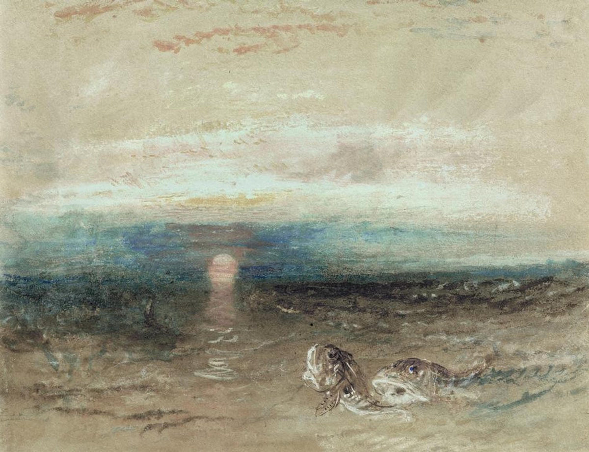 Turners „Sonnenuntergang über dem Meer mit Knurrhähnen“ als hochwertiger Kunstdruck – ein atmosphärisches Meisterwerk zwischen Licht, Natur und Emotion. Jetzt entdecken!