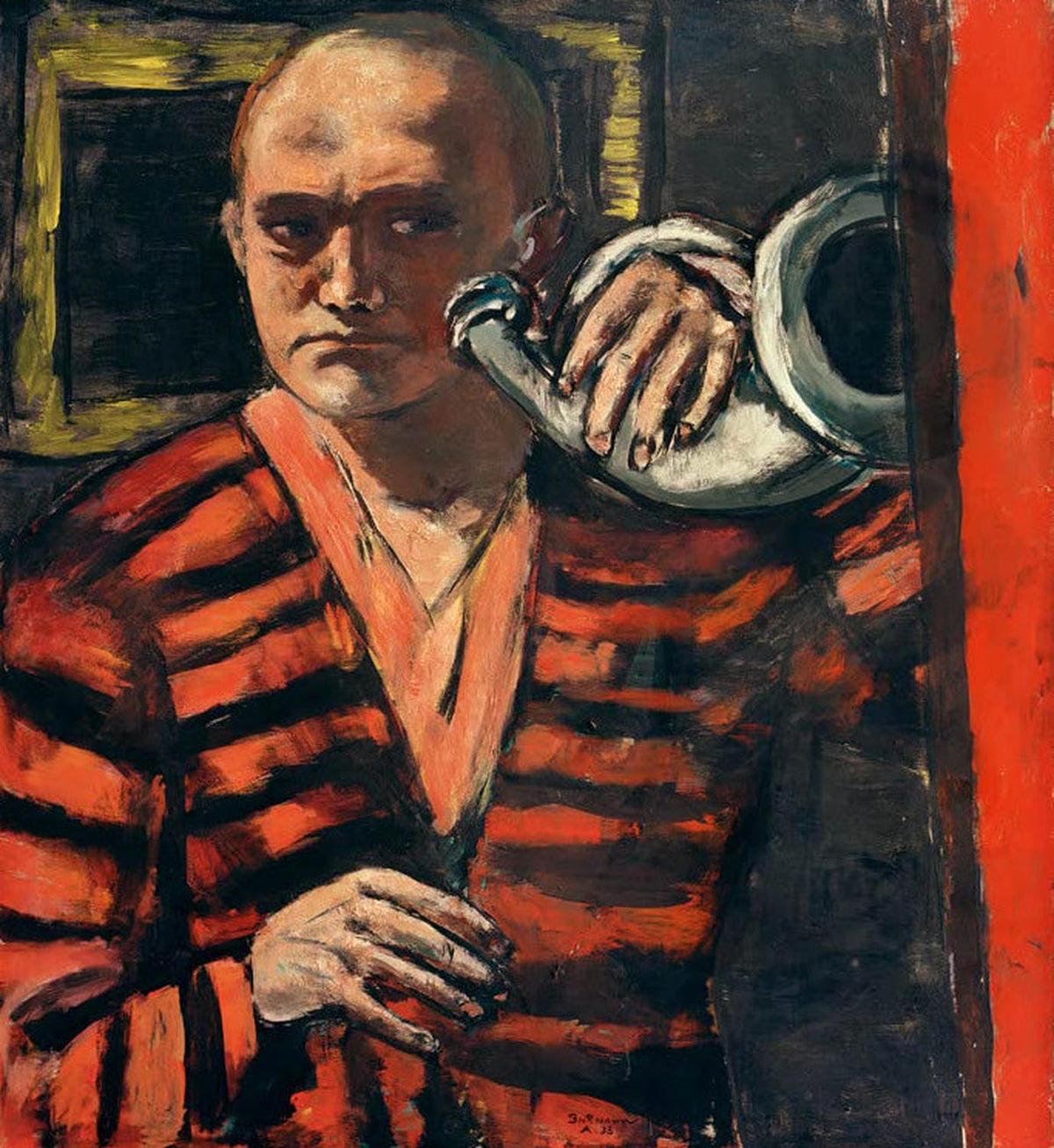 Kunstdruck des Gemäldes „Selbstbildnis mit Horn“ von Max Beckmann 1938