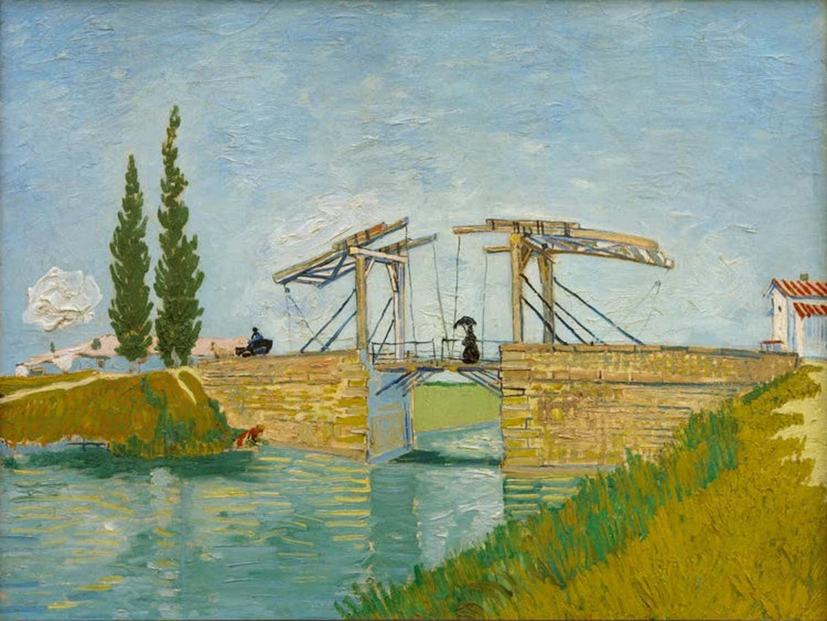 Brücke von Langlois mit Dame von van Gogh