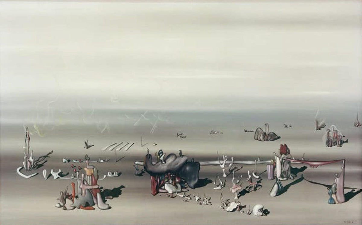 "Ich erwarte sie" von Yves Tanguy – surreale Landschaft mit abstrakten, organischen Formen.