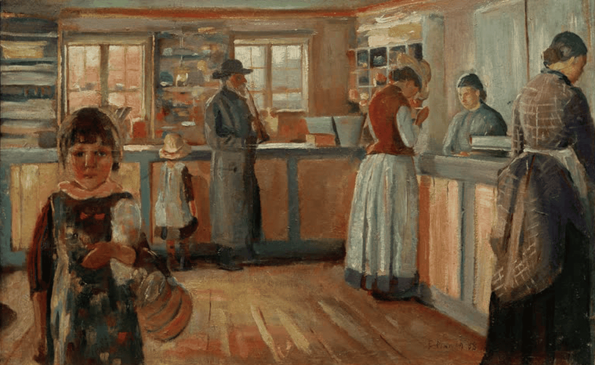 Kunstdruck Beim Dorfkrämer in Vrengen von Edvard Munch