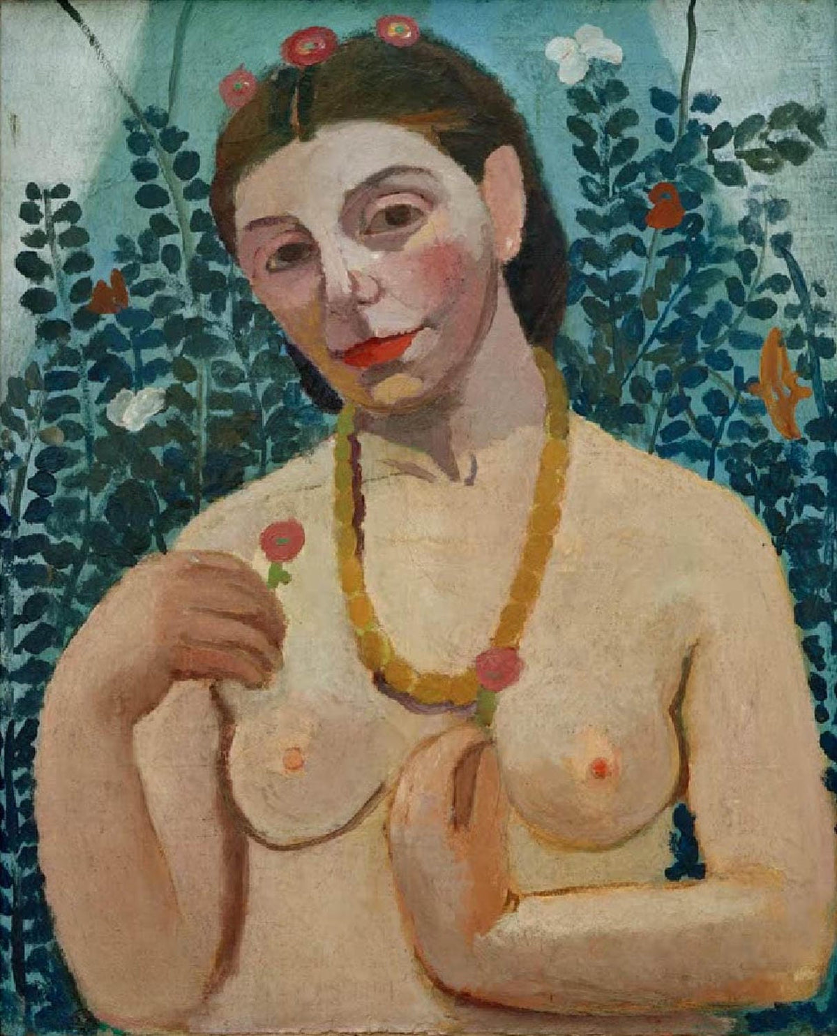 Selbstbildnis als Halbakt mit Bernsteinkette II | Paula Modersohn-Becker