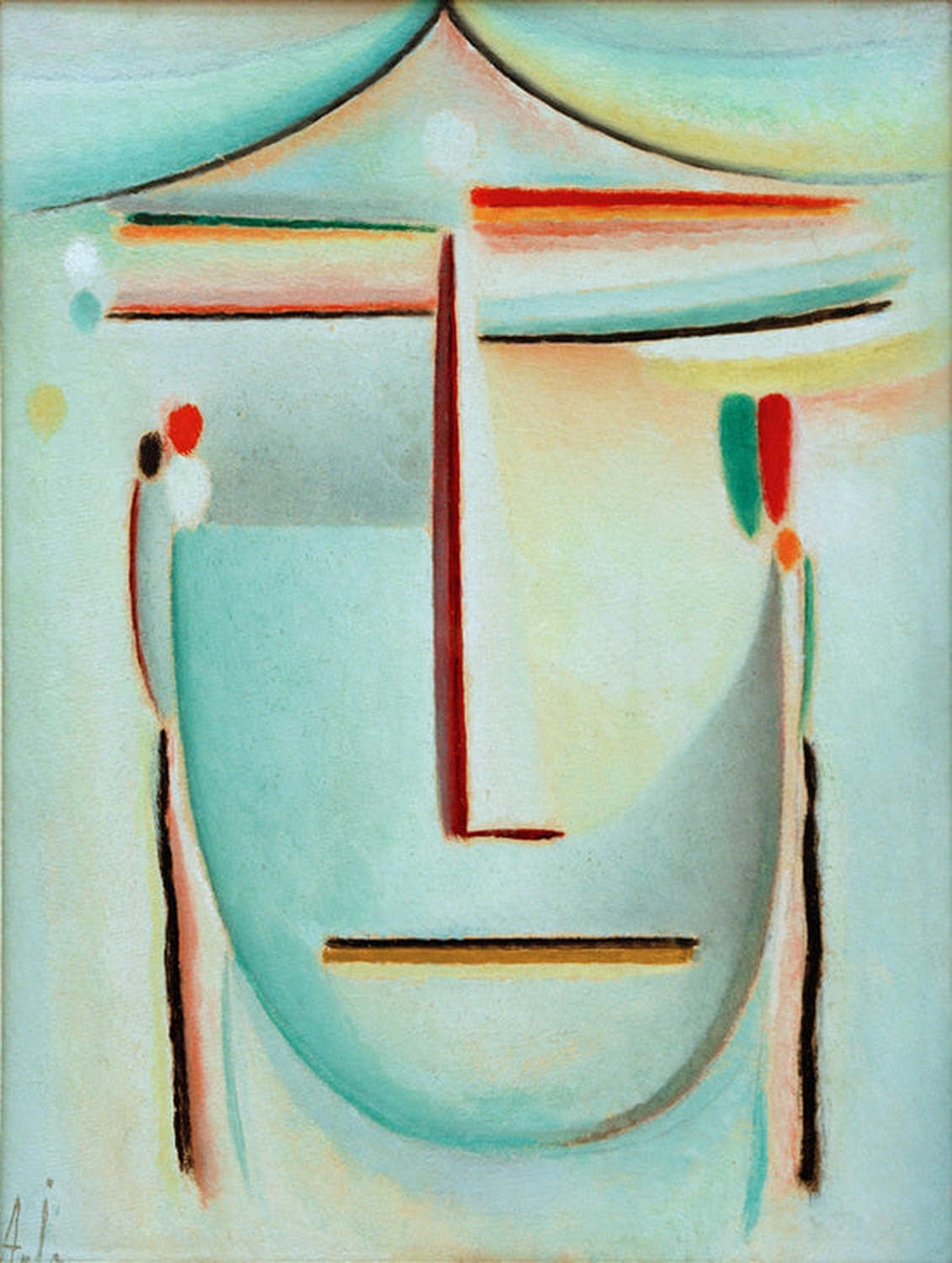 Kunstdruck von Alexej von Jawlenskys Abstrakter Kopf. Abstrakte Darstellung eines Gesichts mit intensiven Farben und Formen, die Emotionen und psychologische Tiefe hervorheben.