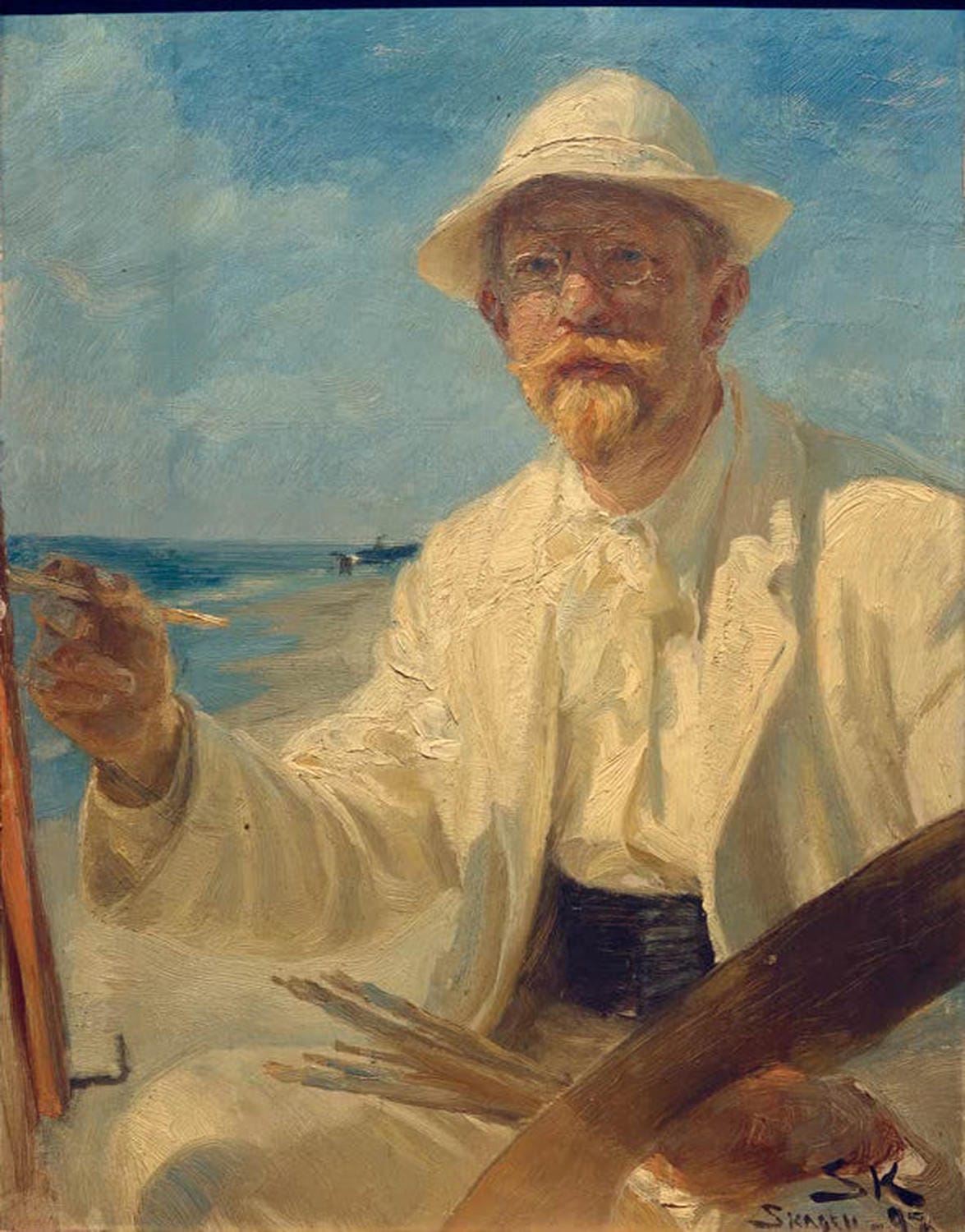Selbstporträt von Peder Severin Krøyer mit ruhigem Gesichtsausdruck und dezenter Farbgebung