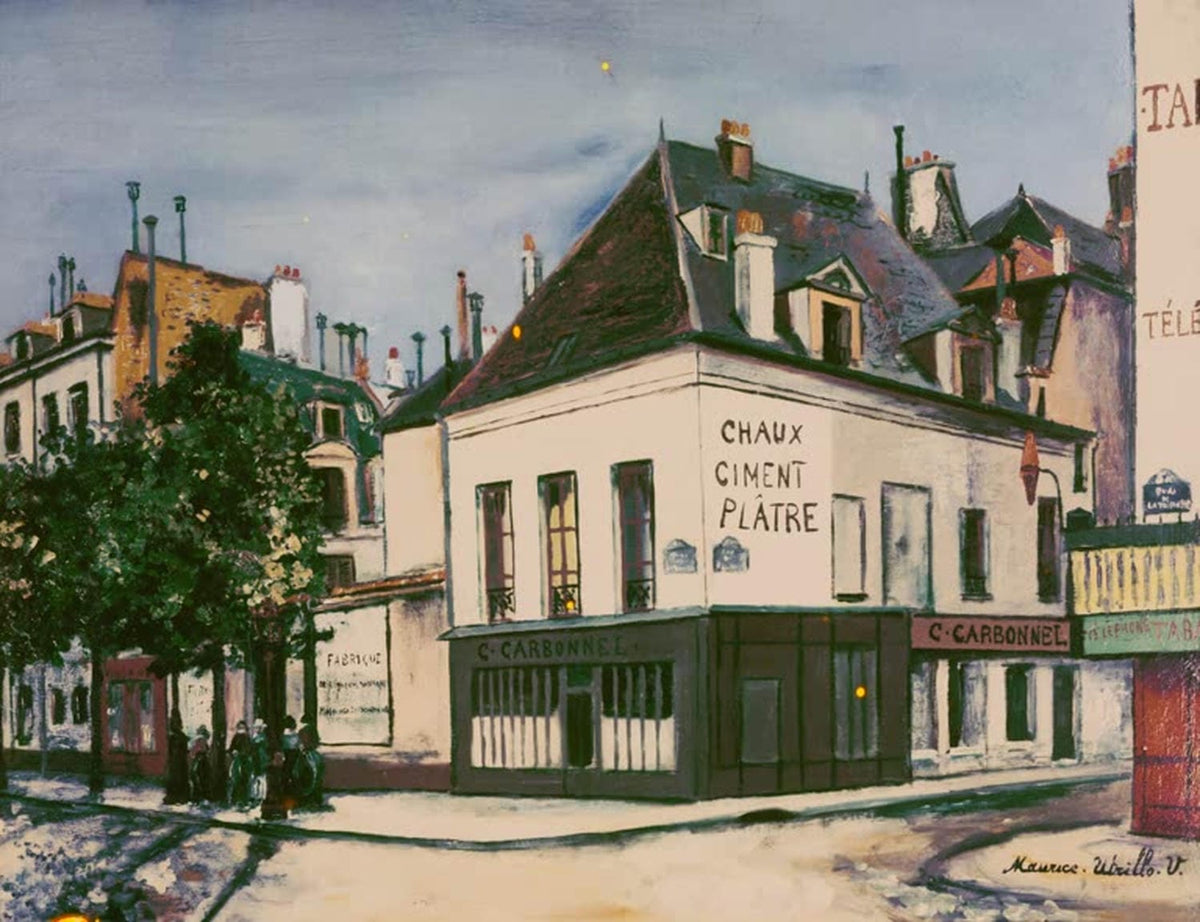 Maurice Utrillo "La Maison Carbonnel, Quai de la Tournelle" – stimmungsvolle Darstellung eines Hauses am Seine-Ufer.