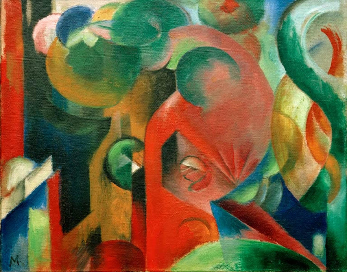 Kunstdruck „Komposition III“ von Franz Marc – abstrakte expressionistische Komposition als hochwertiger Kunstdruck, auf Leinwand oder Poster, optional gerahmt, handgefertigt in Deutschland.