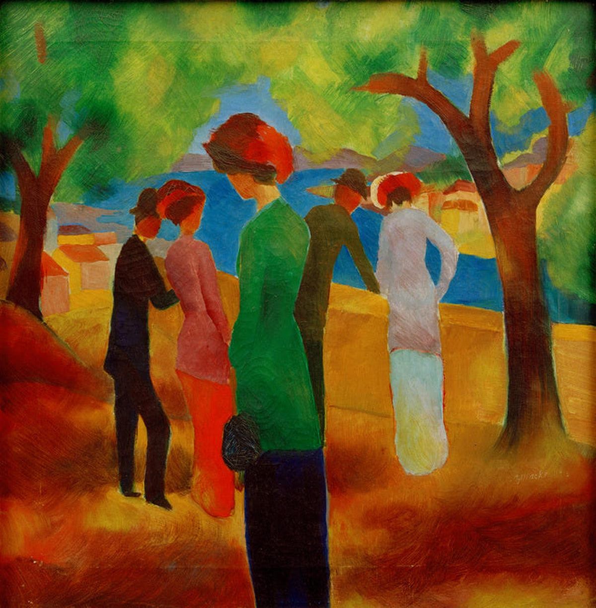 Kunstdruck: Dame in grüner Jacke | August Macke