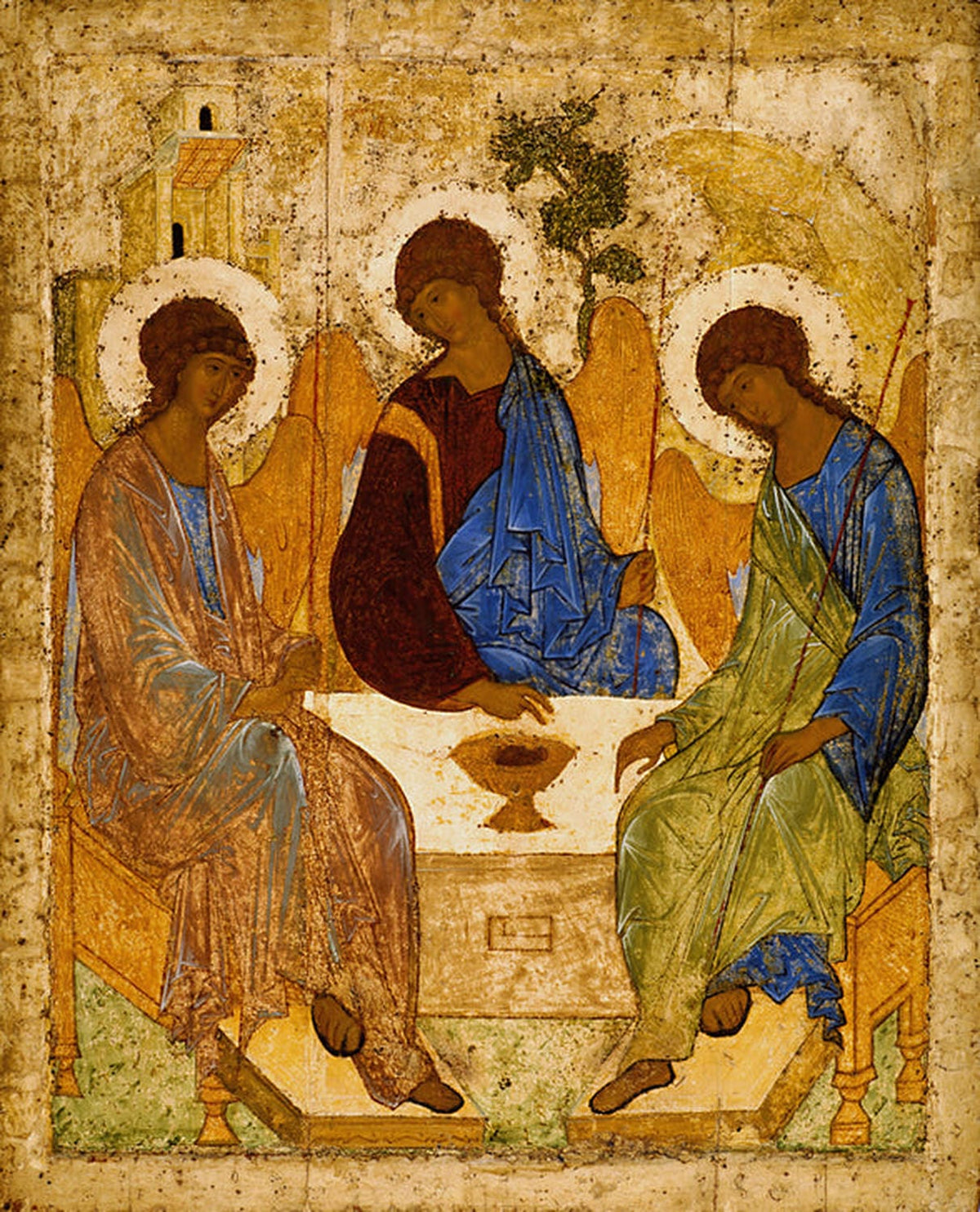Andrei Rubljows „Heilige Dreifaltigkeit“ als hochwertiger Kunstdruck – eine der bedeutendsten Ikonen der Orthodoxie, voller spiritueller Tiefe, Harmonie und Licht. Jetzt entdecken!