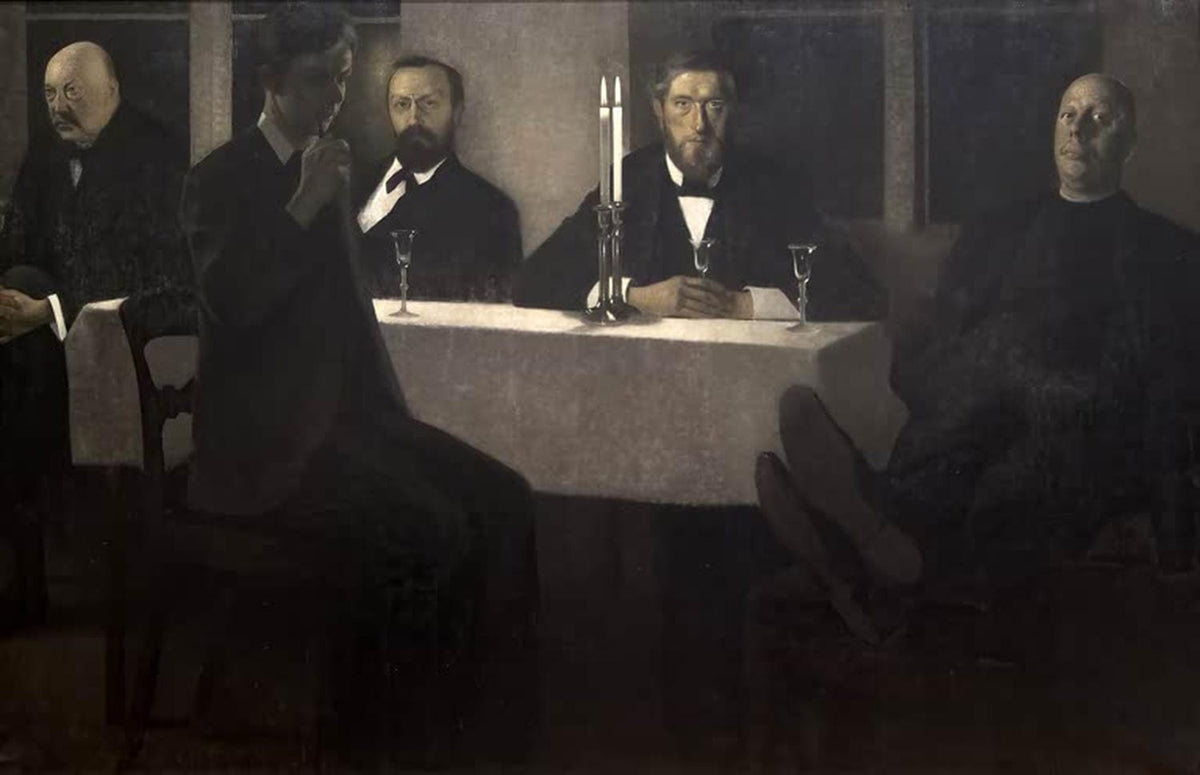 "Fünf Porträts" von Vilhelm Hammershøi – stille, harmonische Darstellung fünf sitzender Personen.