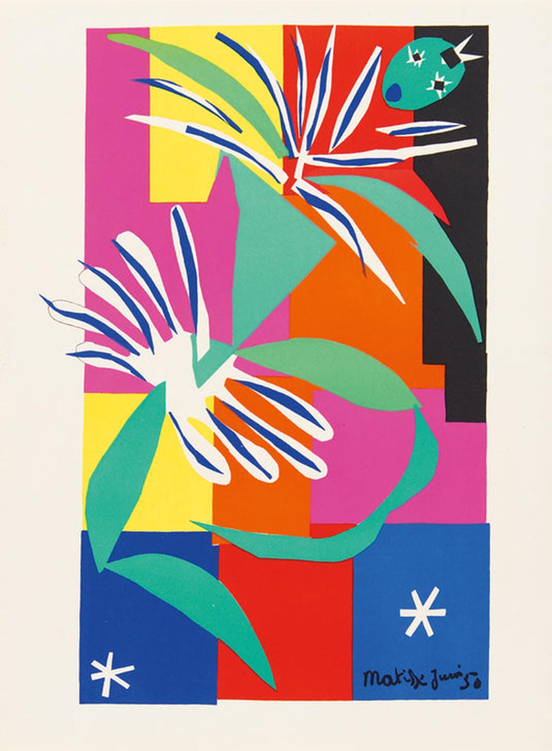Henri Matisse Konvolut von acht Farblithografien „Kreolische Tänzerin“ – farbenfrohe Darstellungen einer tänzelnden Frau mit dynamischen Linien.