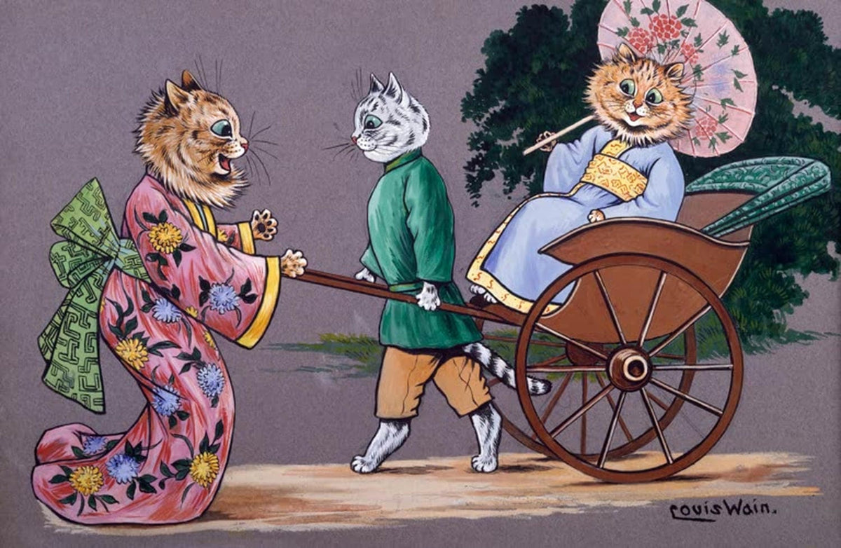 Kunstdruck „Liebe auf den ersten Blick“ von Louis Wain – romantische Vintage Katzenillustration