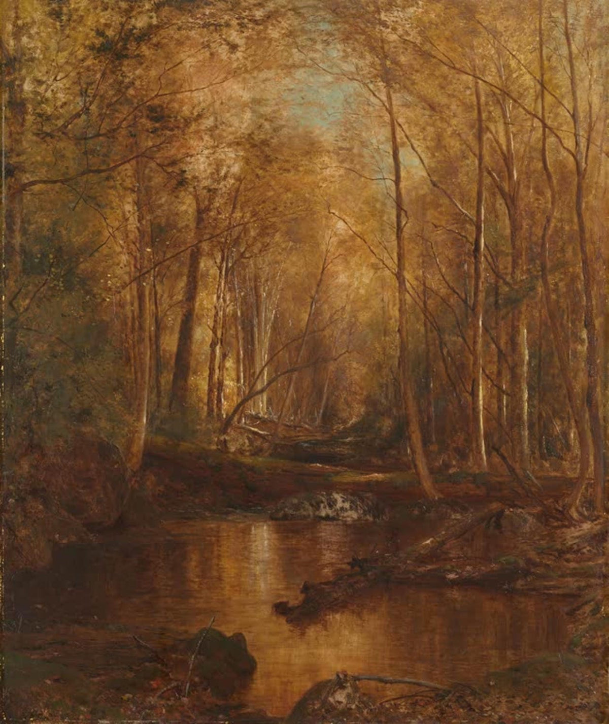 Herbst in den Catskills von Jervis McEntee, Landschaft der Hudson River School mit Bergen, Bäumen und herbstlichen Farben