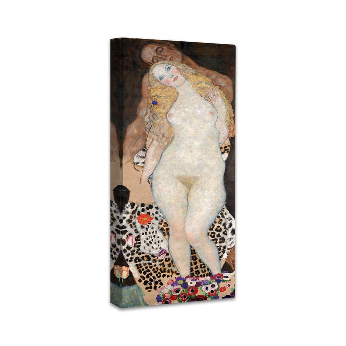 Adam und Eva | Gustav Klimt perspektivisch dargestellt auf Leinwand gespannt.