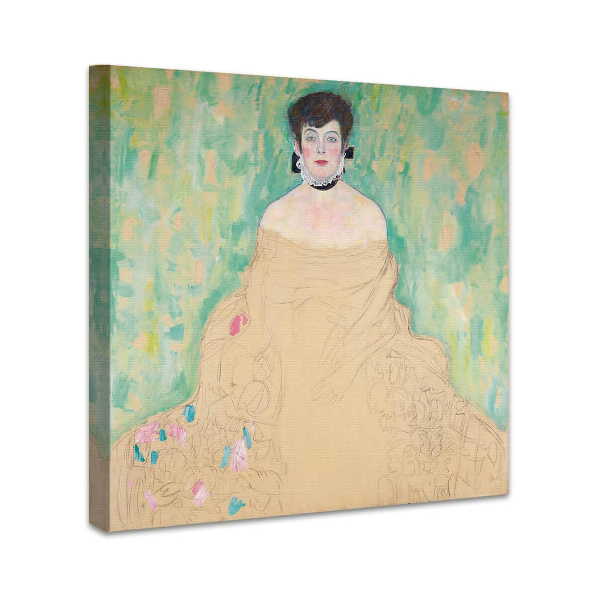 Amalie Zuckerkandl | Gustav Klimt perspektivisch dargestellt auf Leinwand gezogen