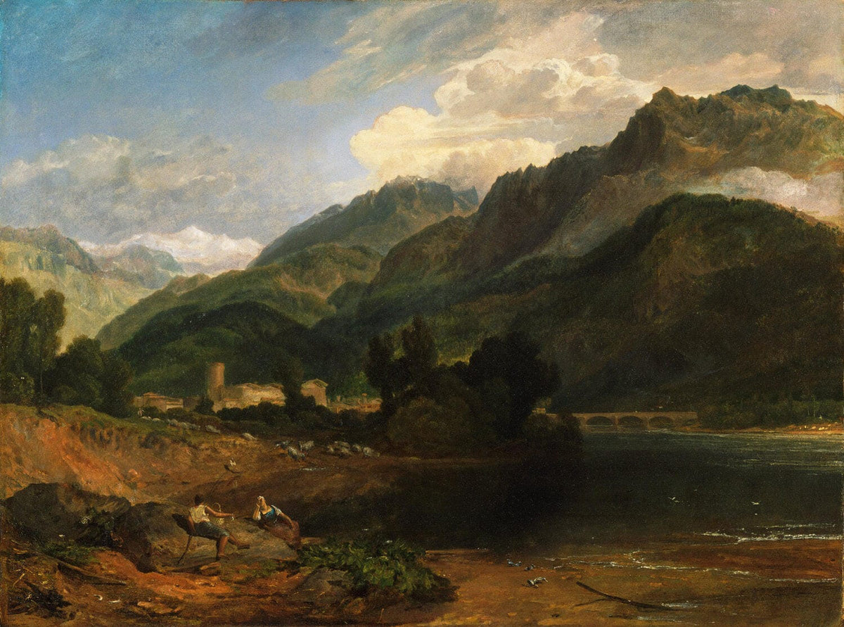 „Bonneville. Savoy“ von William Turner zeigt eine beeindruckende Landschaft der Alpen mit dramatischen Lichtern und sanften Hügeln. Das Gemälde fängt die majestätische Ruhe der Natur ein und vermittelt eine romantische Atmosphäre, die typisch für Turners Werke ist.