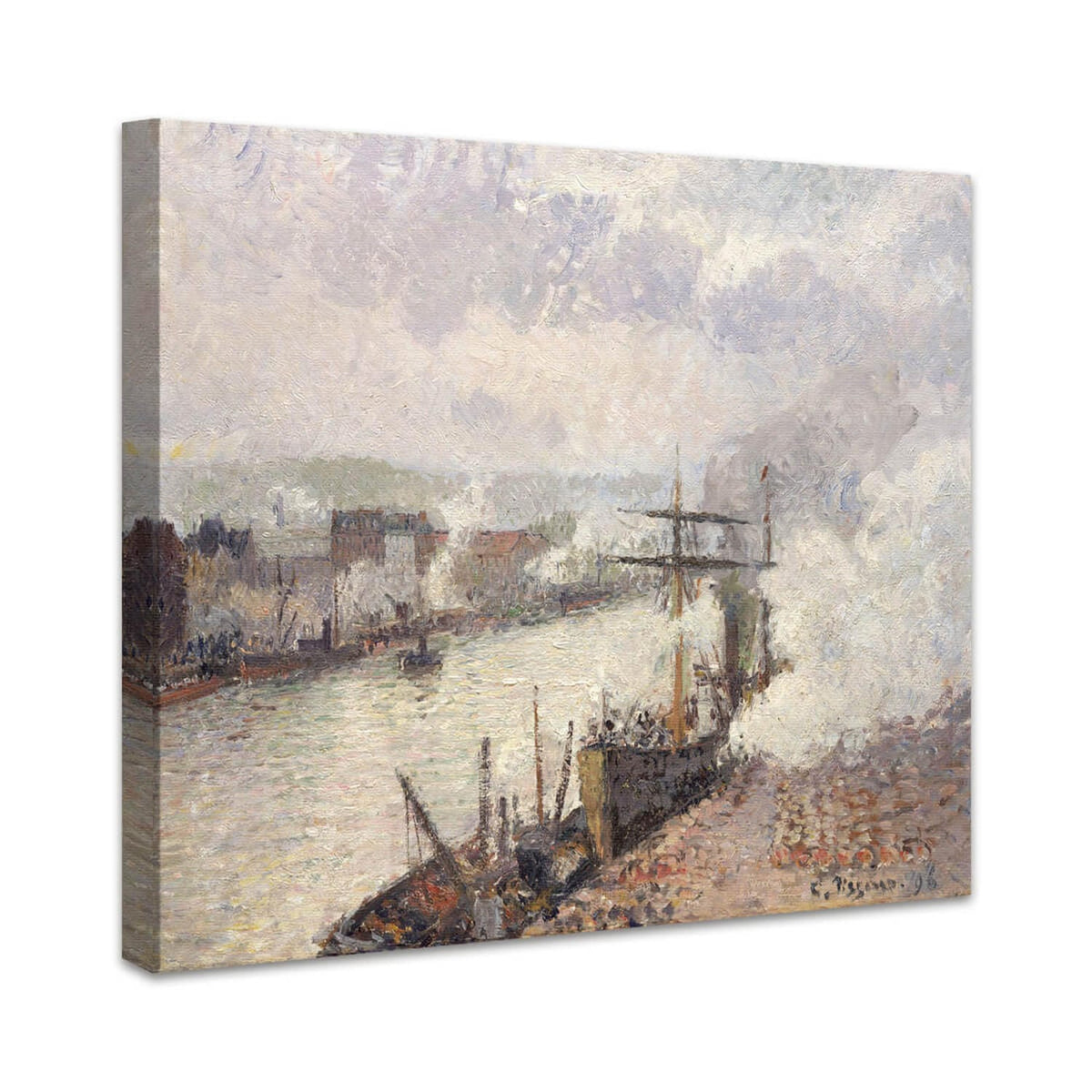 Dampfschiffe im Hafen von Rouen | Camille Pissarro