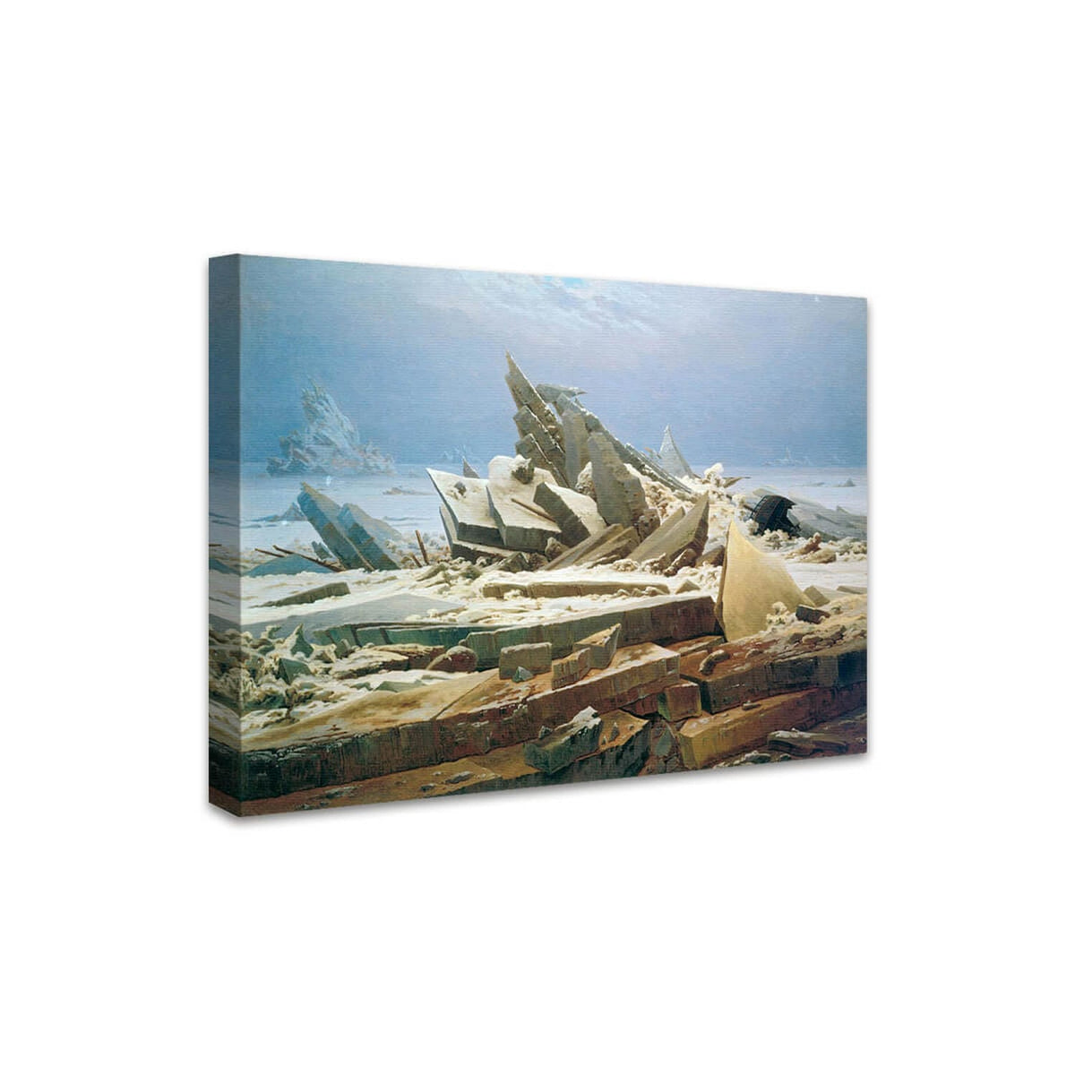 Das Eismeer von Caspar David Friedrich hier als Kunstdruck auf Leinwand gezogen und perspektivisch dargestellt