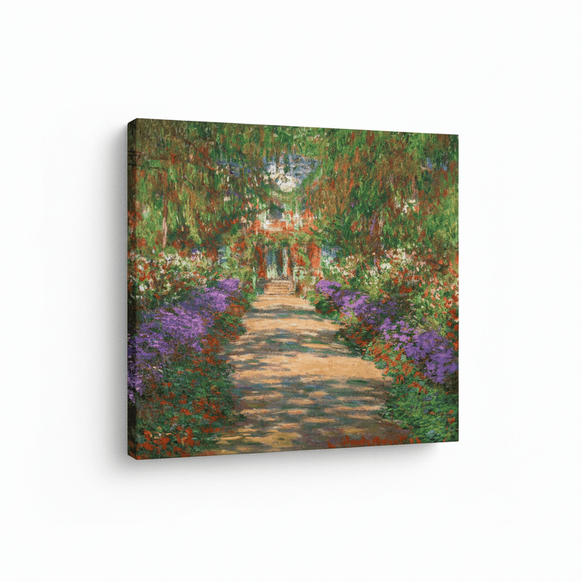 Eine Allee in Monets Garten in Giverny Claude Monet perspektive auf Leinwand gezogen