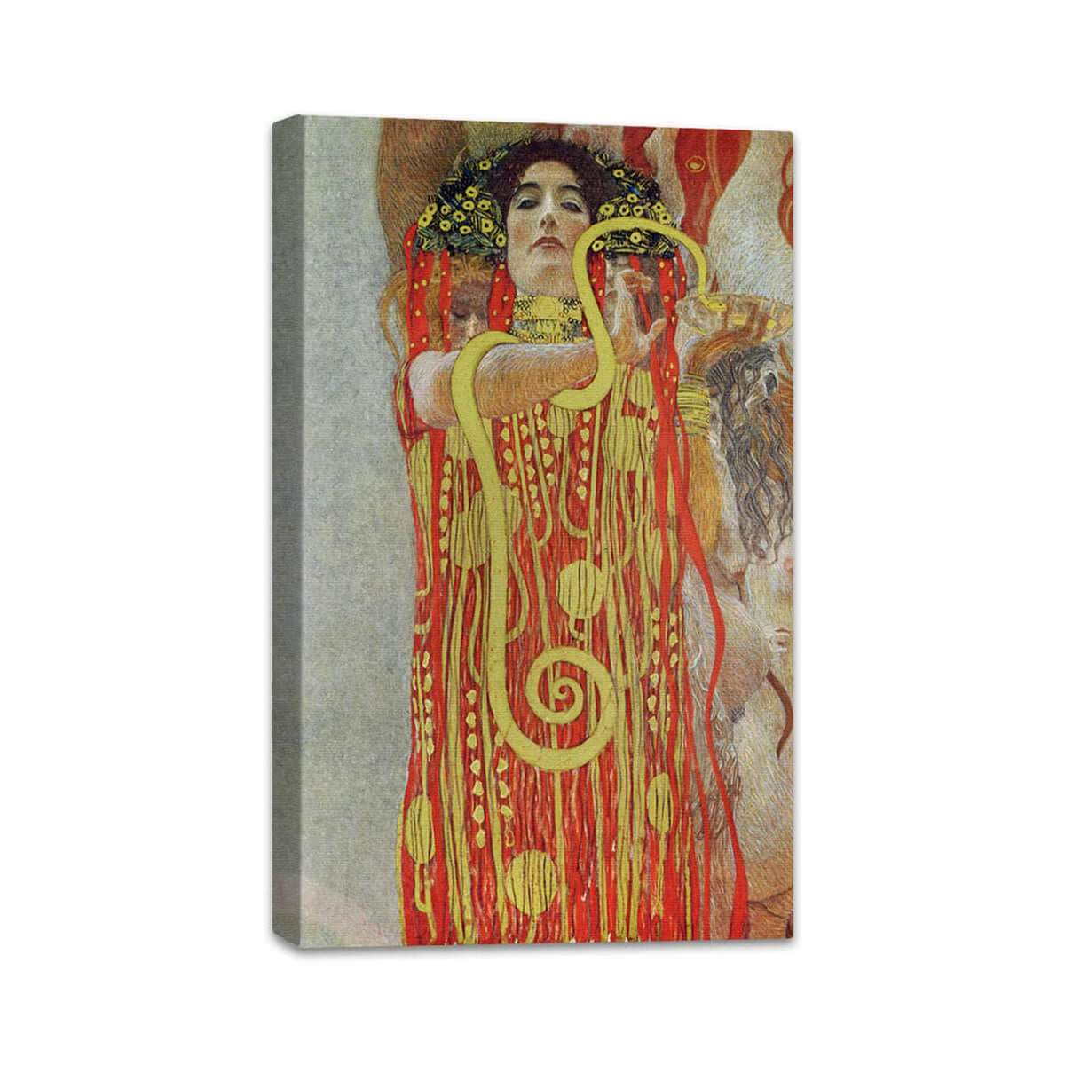 Fakultätsbild Medizin - Hygieia | Gustav Klimt perspektivisch auf Leinwand dargestellt