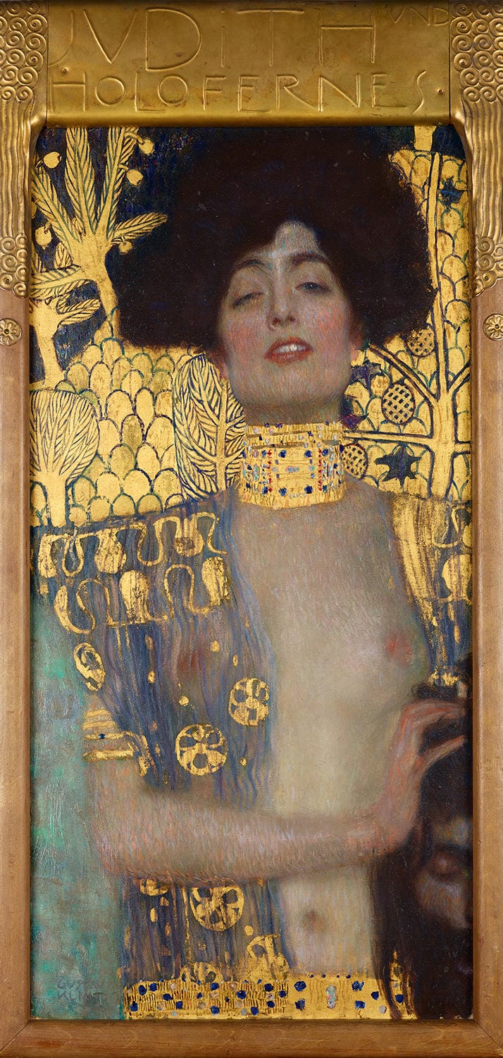 Judith I, Gemälde von Gustav Klimt, 1901, sinnliche Darstellung im Jugendstil mit goldenen Ornamenten.