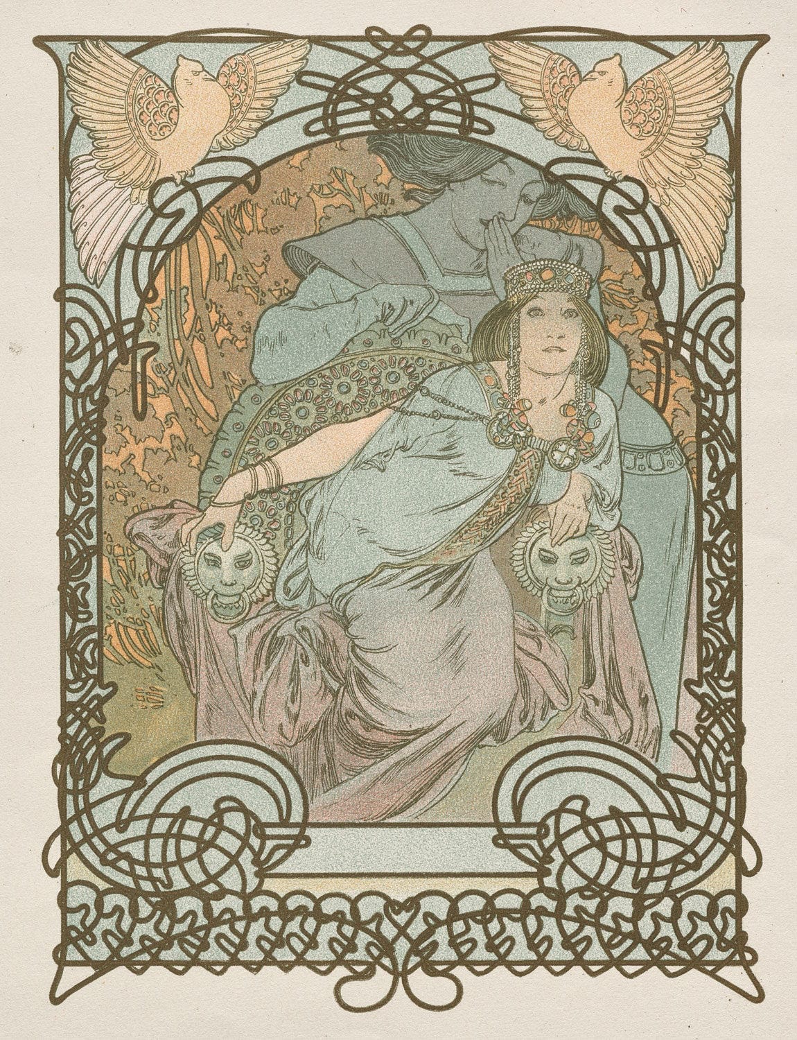 Das Gemälde „Ilsee, Prinzessin von Tripolis“ von Alfons Mucha zeigt eine exotische, orientalische Prinzessin in prächtigem Gewand. Ihr anmutiger Blick und die feinen Details ihrer Kleidung und Umgebung spiegeln den eleganten Jugendstil wider.