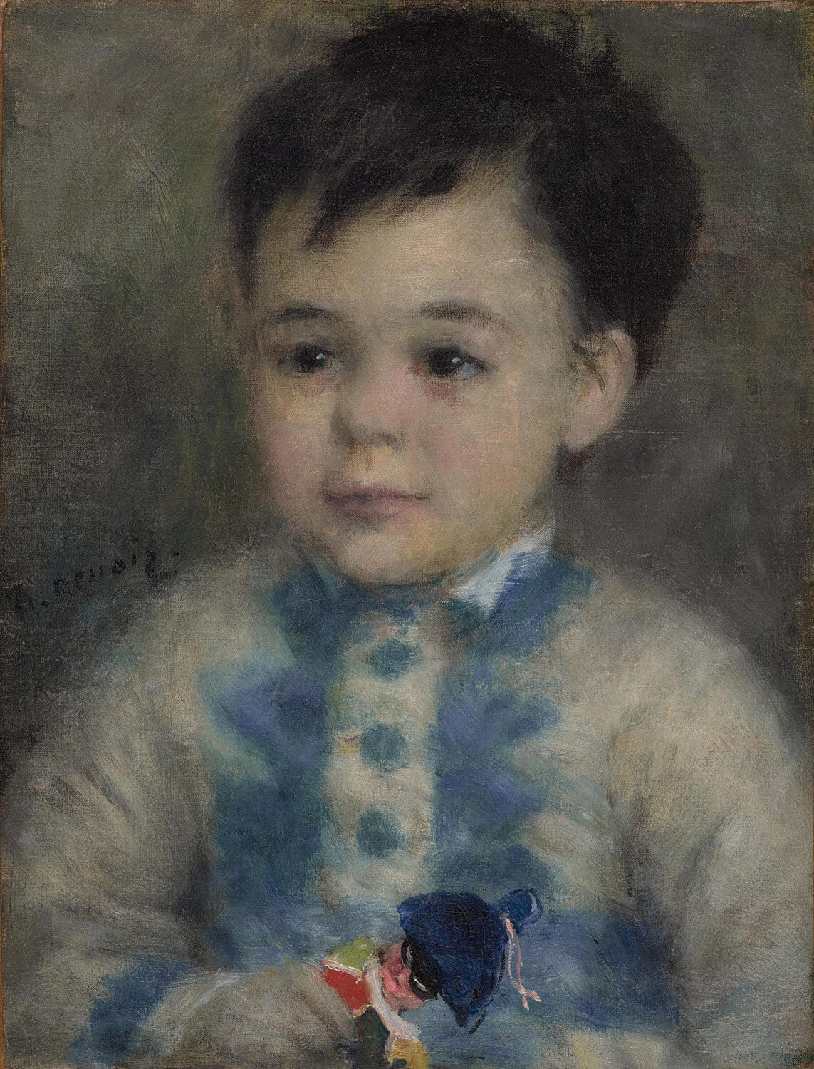 Das Gemälde „Junge mit einem Spielzeugsoldaten (Portrait von Jean de La Pommeraye)“ von Pierre-Auguste Renoir zeigt einen Jungen mit einem Spielzeugsoldaten in der Hand. Die meisterhafte Farbgebung und lebendige Komposition fangen die Unbeschwertheit und den Charme der Kindheit ein.