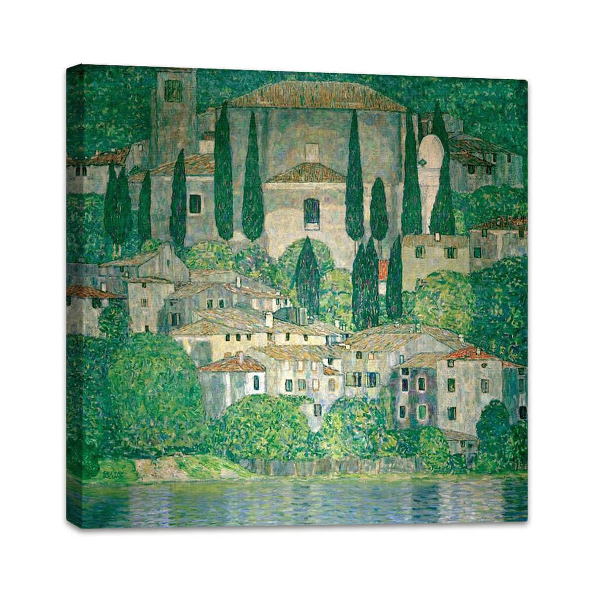Kirche in Cassone | Gustav Klimt perspektivisch dargestellt auf Leinwand gezogen.