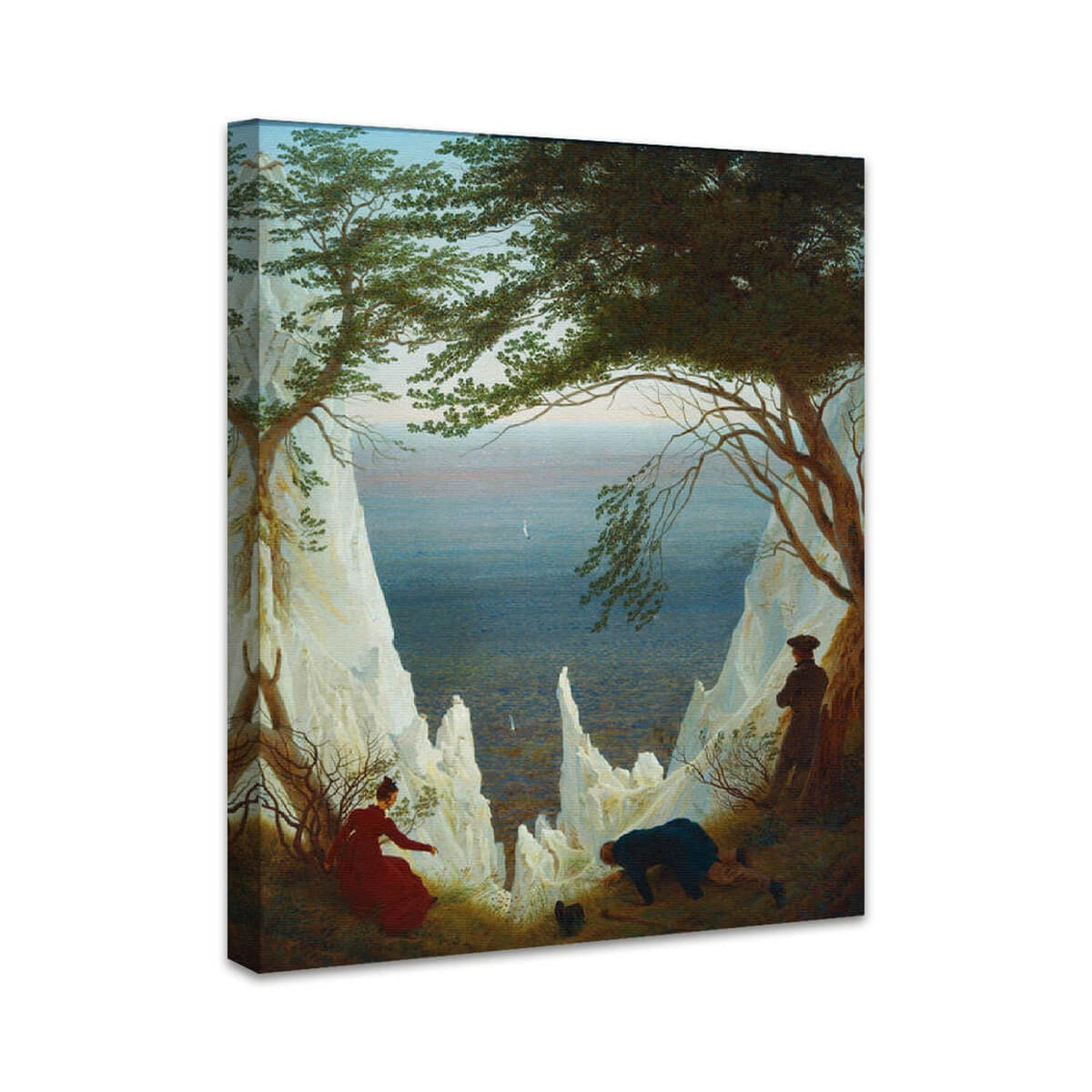 Kreidefelsen auf Rügen von Caspar David Friedrich hier als Kunstdruck perspektivisch dargestellt und auf Leinwand gezogen