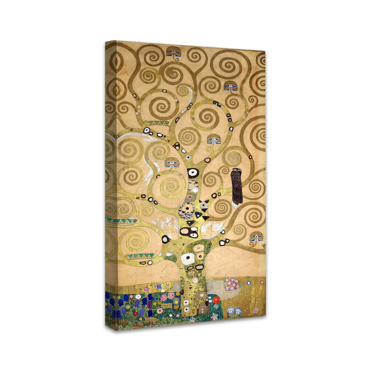 Lebensbaum - Gustav Klimt perspektivisch dargestellt auf Leinwand gespannt