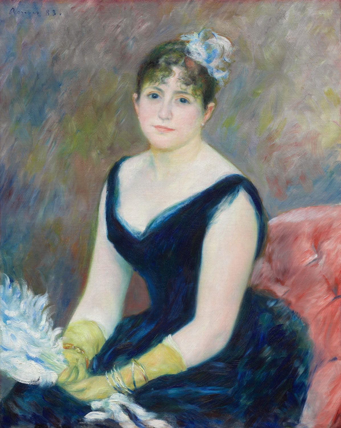 „Madame Léon Clapisson“ von Pierre-Auguste Renoir zeigt eine elegante Dame in einem zarten Porträt. Mit feiner Pinseltechnik und einer harmonischen Farbpalette fängt Renoir die Anmut und das stille Selbstbewusstsein der Frau ein, die in einem sanften Licht erstrahlt.