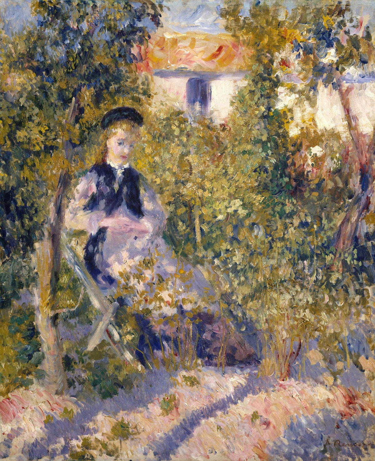 Pierre-Auguste Renoirs "Nini im Garten" zeigt das Porträt der jungen Nini Lopez in einem üppigen Garten. Mit lebendigen Farben und fließenden Pinselstrichen fängt Renoir die natürliche Schönheit und Fröhlichkeit der Szene ein, die einen charmanten Eindruck der weiblichen Form vermittelt.