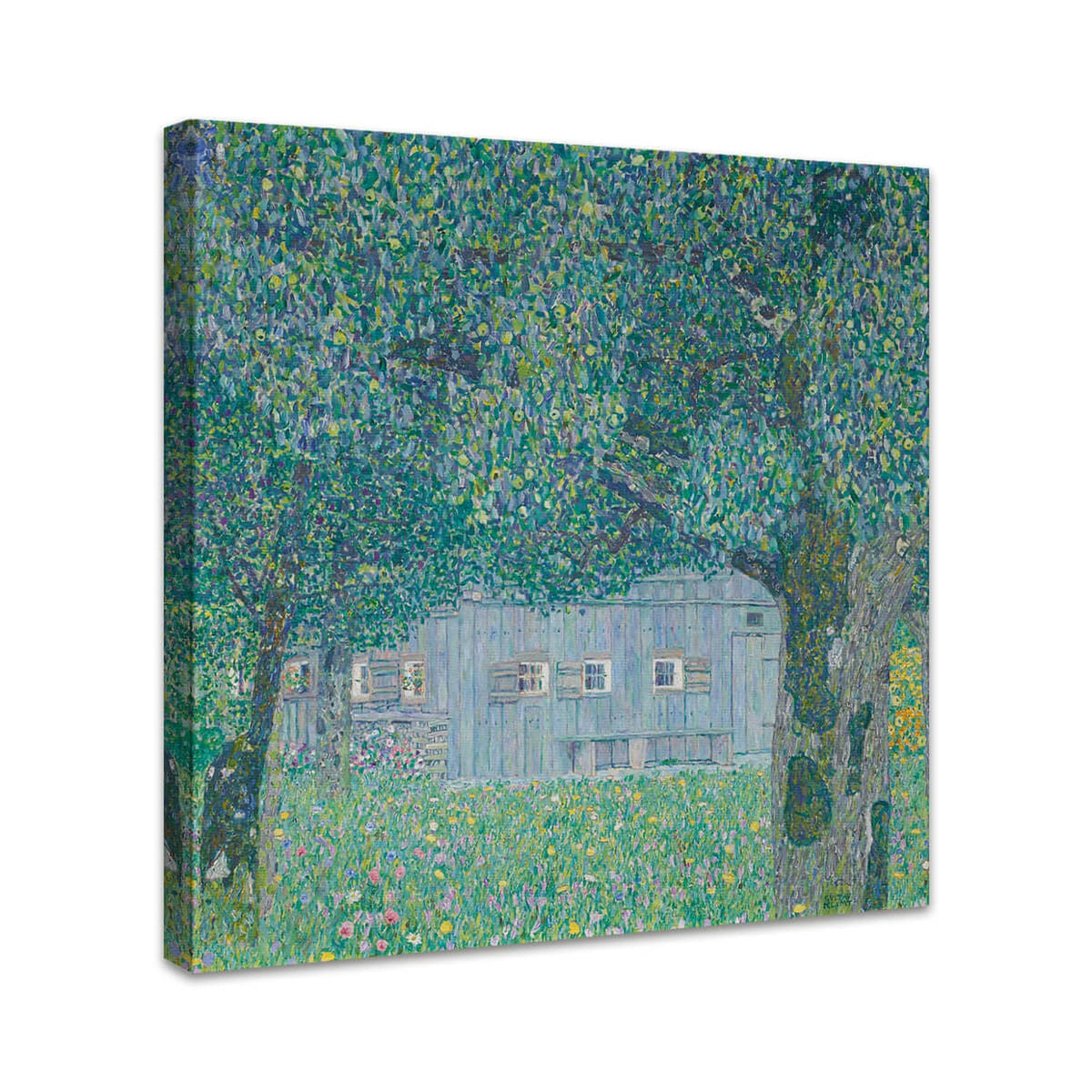 Oberösterreichisches Bauernhaus | Gustav Klimt perspektivisch dargestellt auf Leinwand mit Keilrahmen gezogen