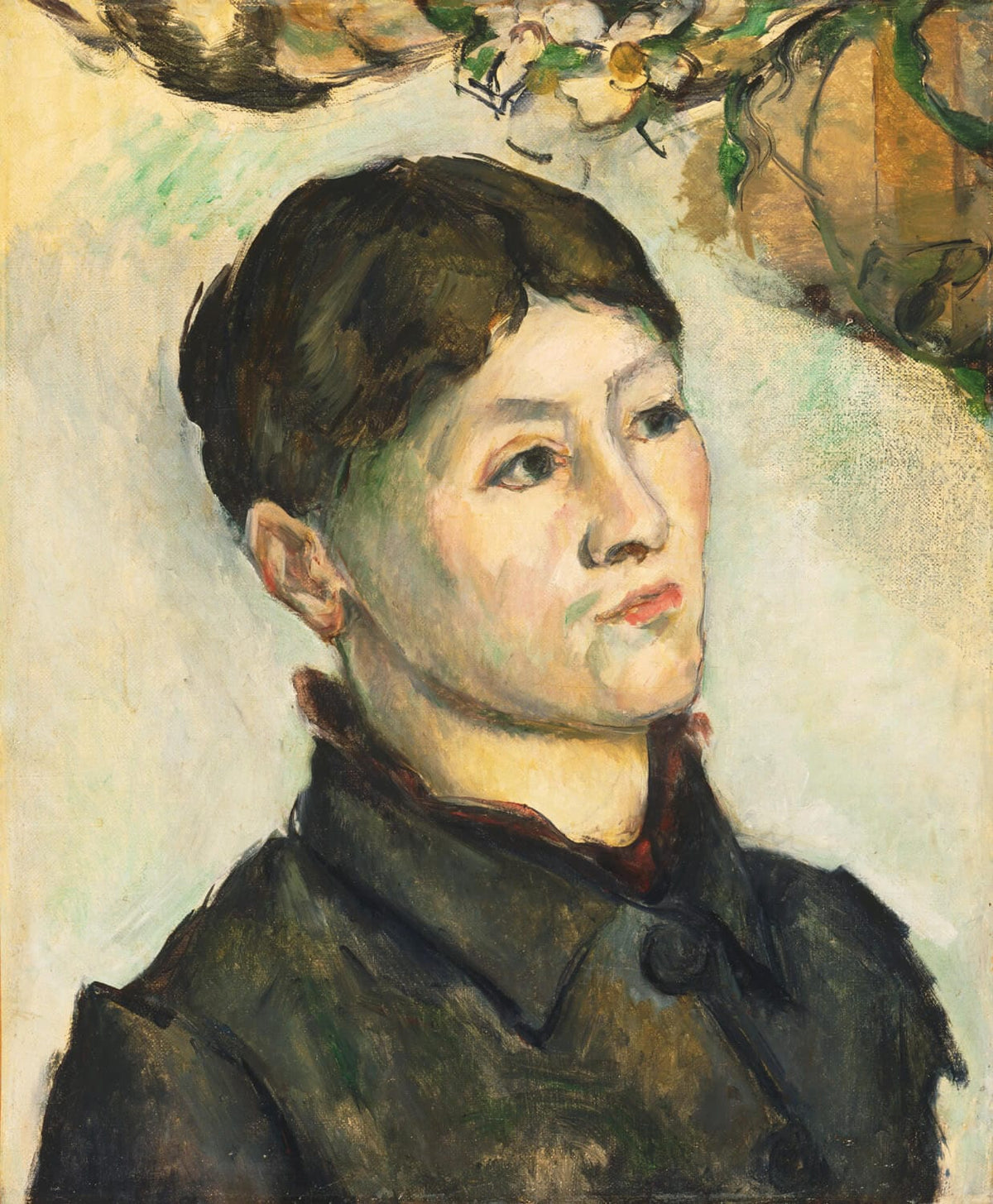 Porträt von Madame Cézanne von Paul Cézanne – postimpressionistisches Porträt mit ruhiger Farbpalette und markanten Pinselstrichen, das die Persönlichkeit von Hortense Fiquet einfängt.