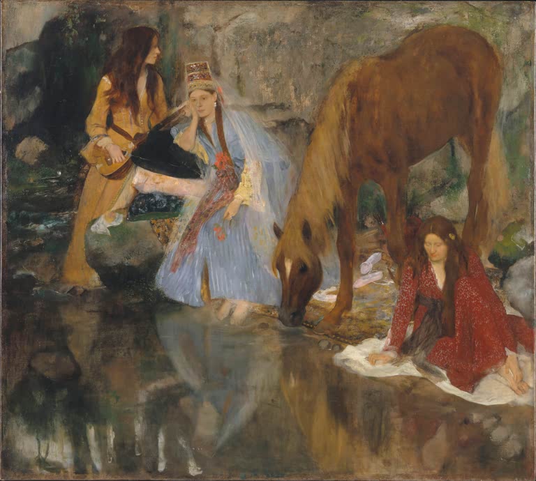 Kunstdruck des Gemäldes „Portrait de Mlle Eugénie Fiocre: à propos du ballet La Source“ von Edgar Degas, detailgetreu umgesetzt und hochwertig in Deutschland produziert.