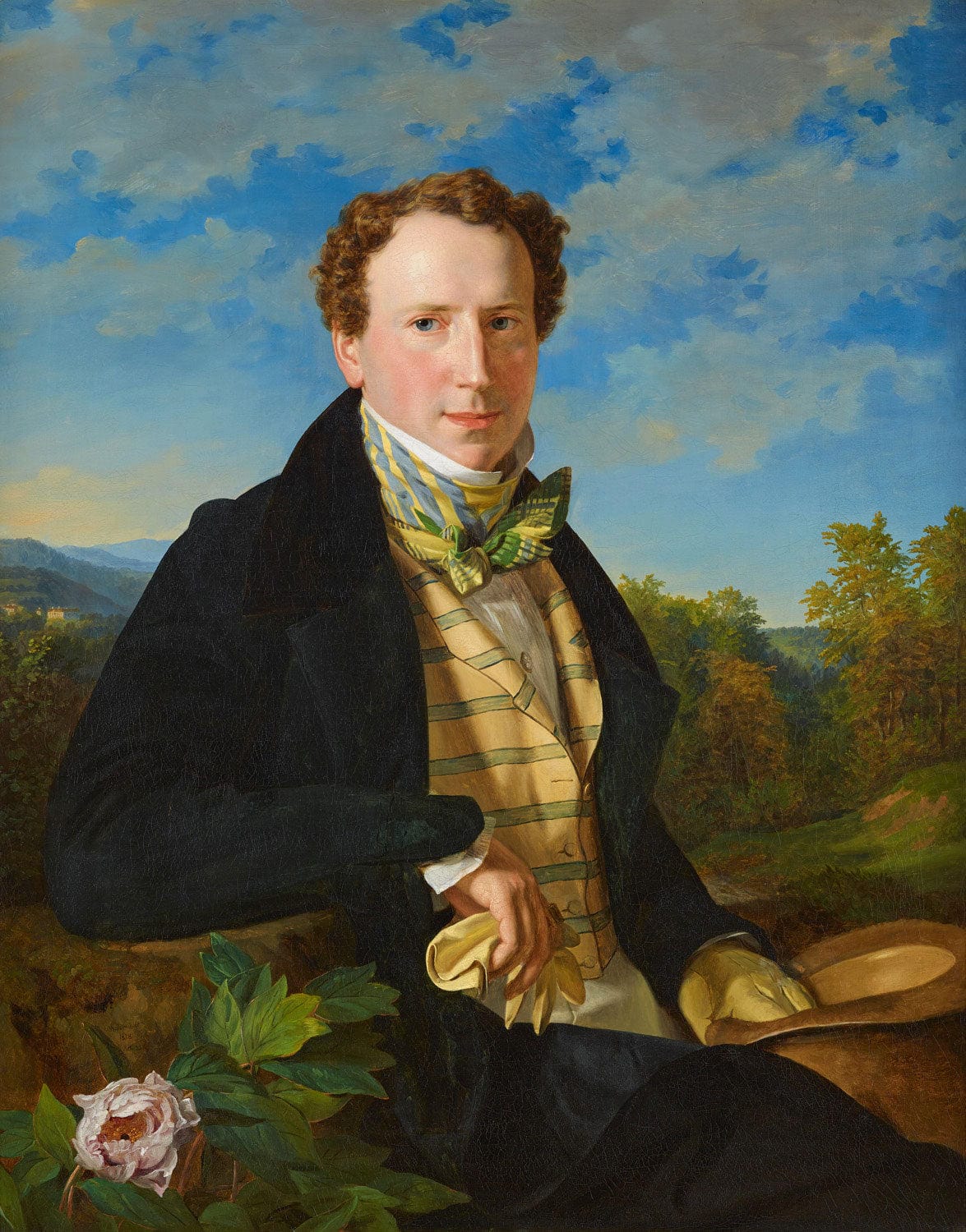 Selbstporträt in jungen Jahren von Ferdinand Georg Waldmüller: Ein ausdrucksvolles Porträt des jungen Künstlers mit feinen Details und einer nachdenklichen Haltung, typisch für die Wiener Klassik.