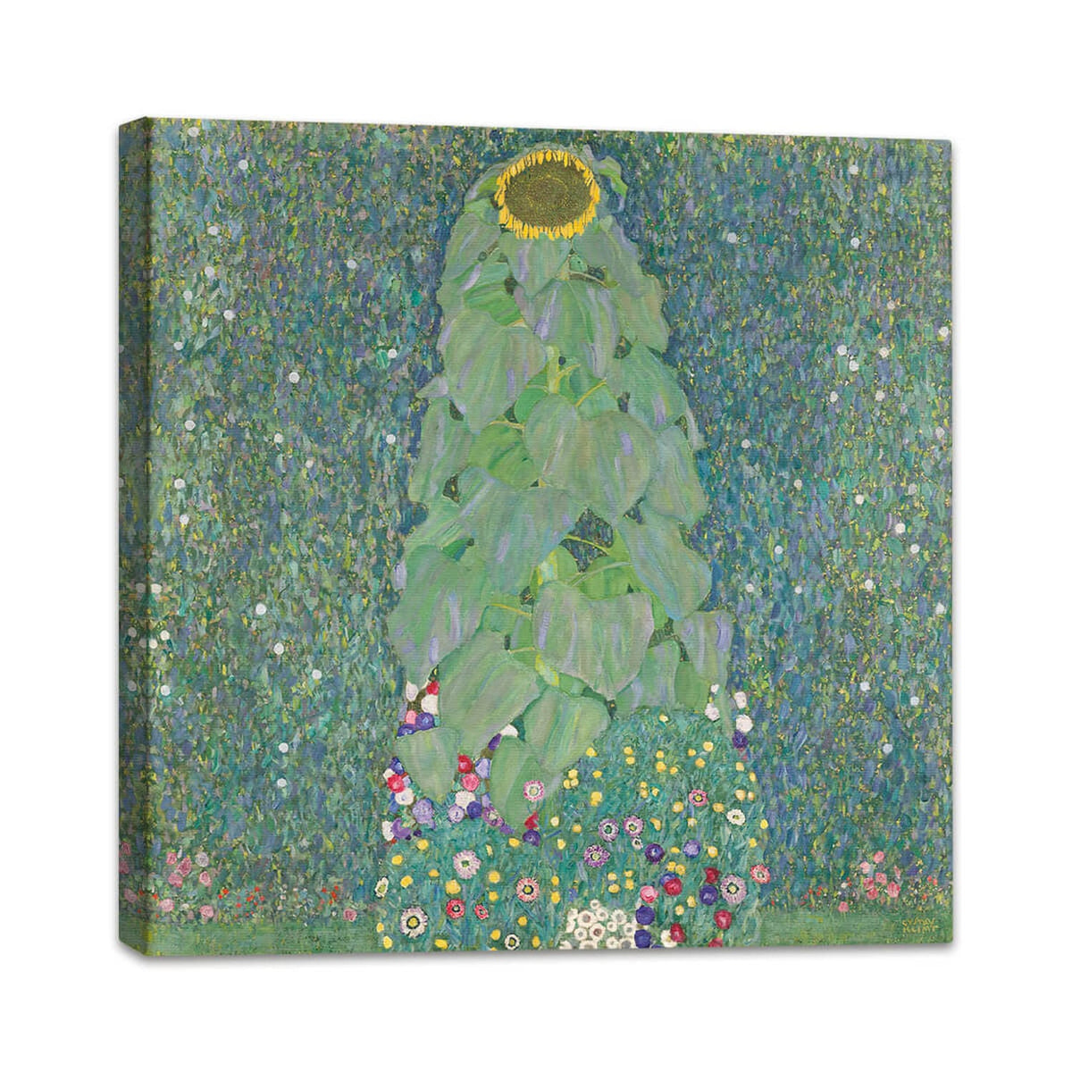 Sonnenblume | Gustav Klimt perspektivisch dargestellt auf Leinwand gespannt