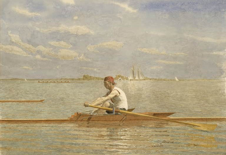 Thomas Eakins: John Biglin im Einer-Ruderboot, Ruderer im Einer auf dem Wasser