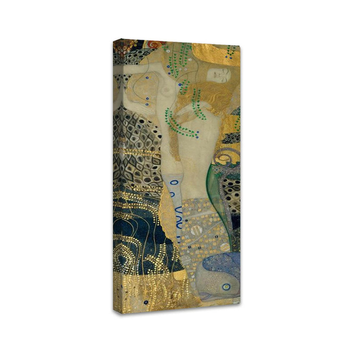 Wasserschlangen I | Gustav Klimt perspektivisch dargestellt auf Leinwand mit Keilrahmen