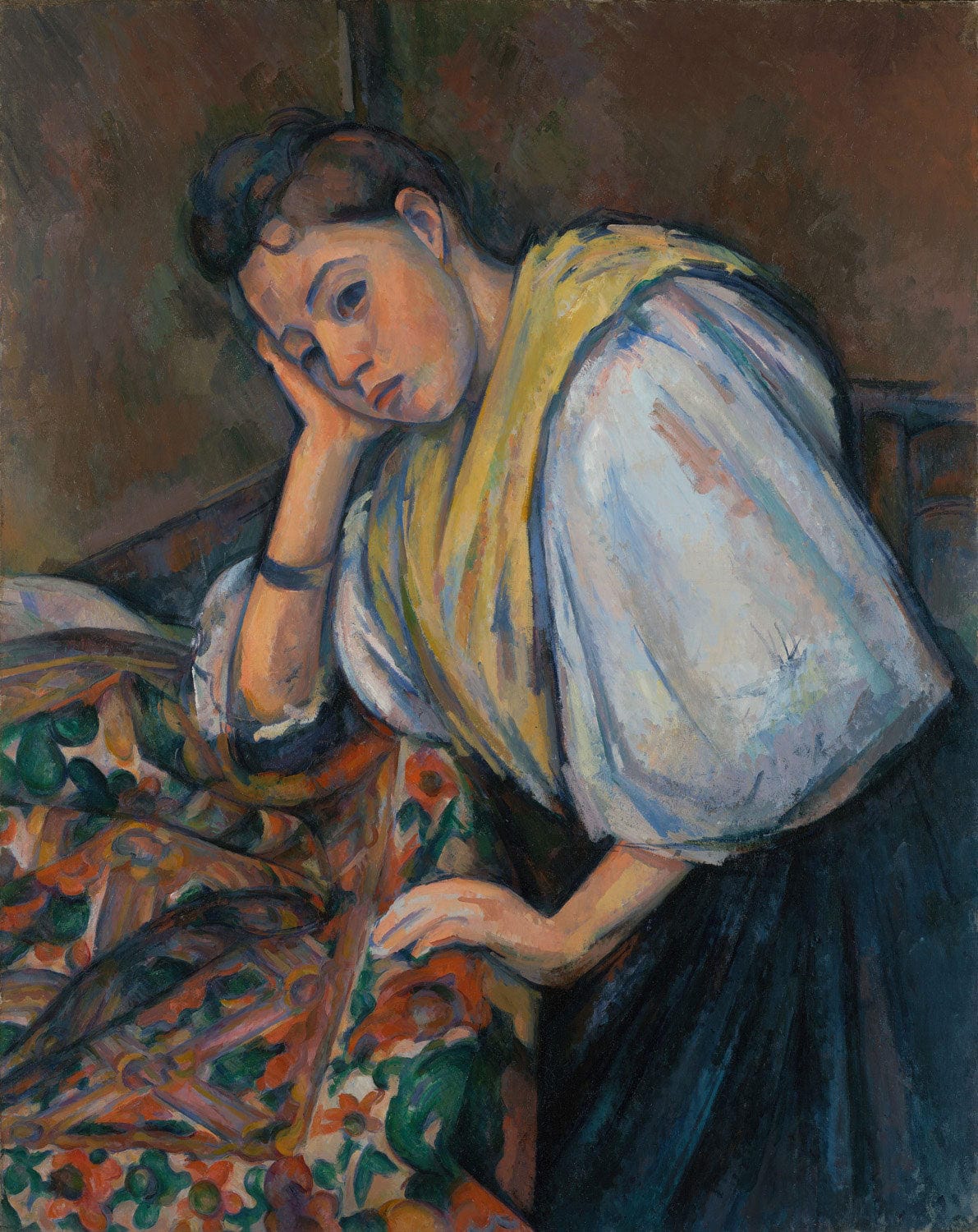 Kunstdruck: Junge italienische Frau an einem Tisch | Paul Cézanne