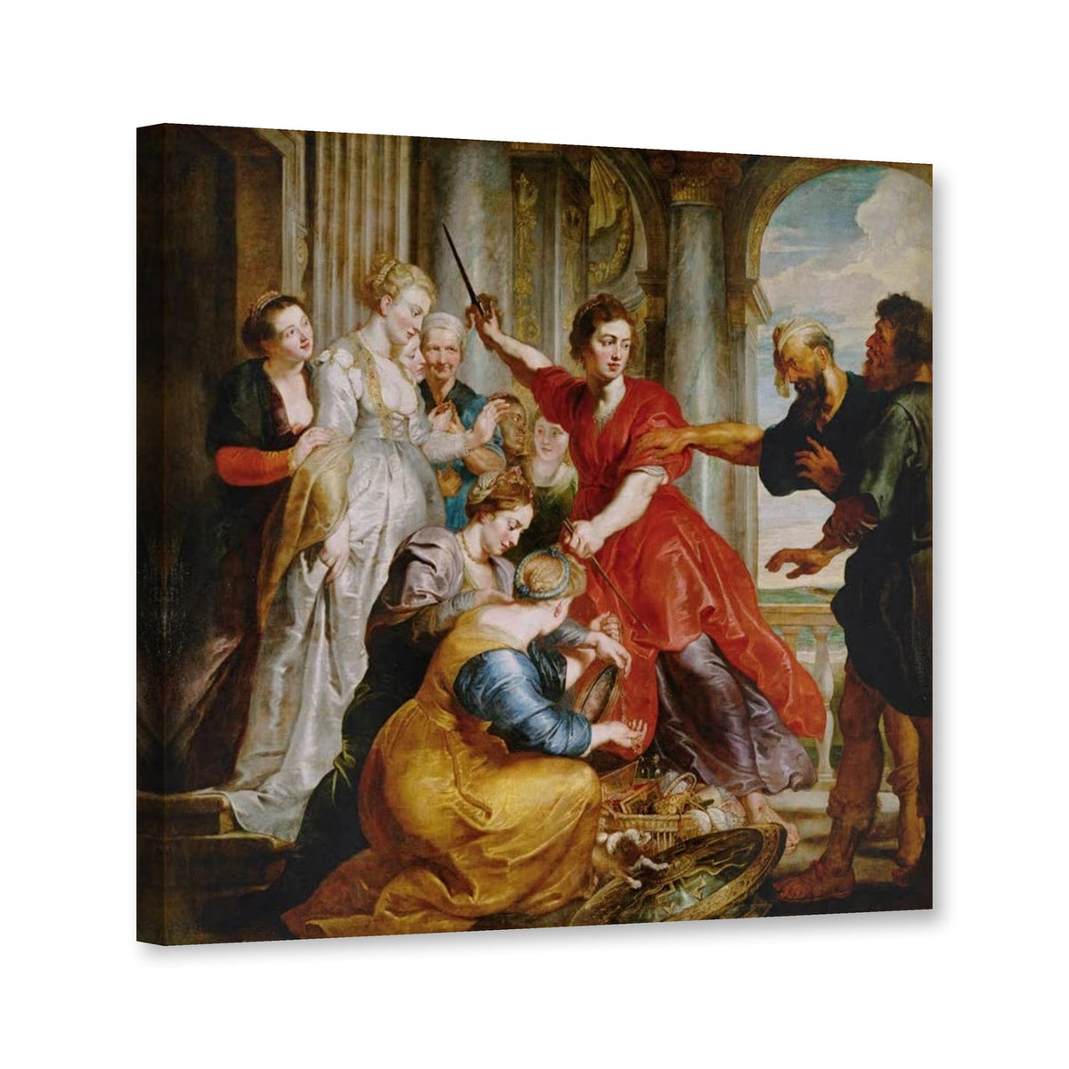 Achilles unter den Töchtern des Lykomedes von Peter Paul Rubens als Leinwand – Perspektivansicht