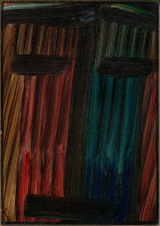 Antlitz aus senkrechten Strichen in Rot, Blau und Gelb – Alexej von Jawlensky Große Meditation Kunstkopie