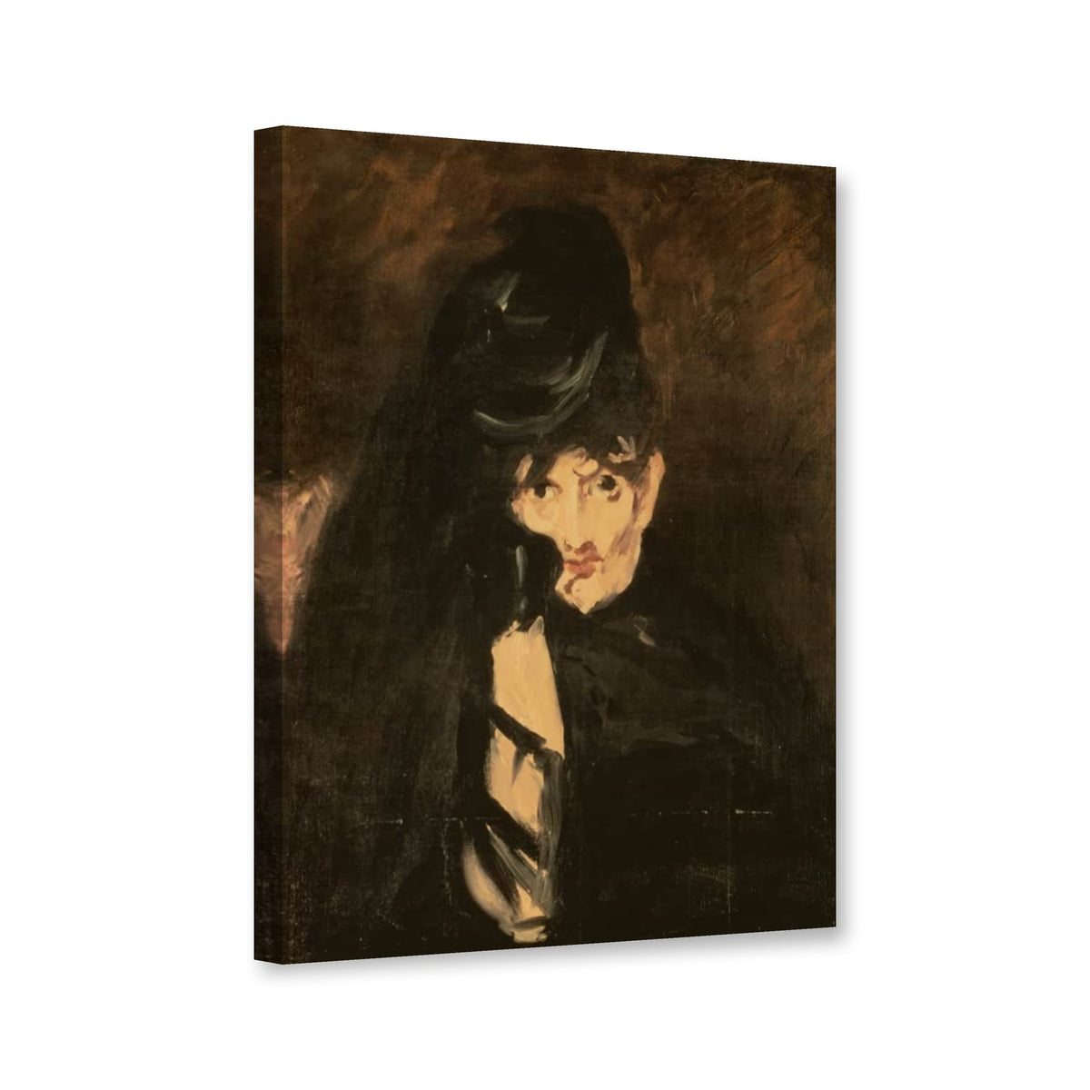 Berthe Morisot in Trauerkleidung von Édouard Manet als Leinwand – Perspektivansicht