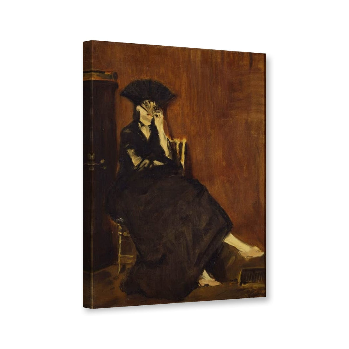 Berthe Morisot mit Fächer von Édouard Manet als Leinwand – Perspektivansicht
