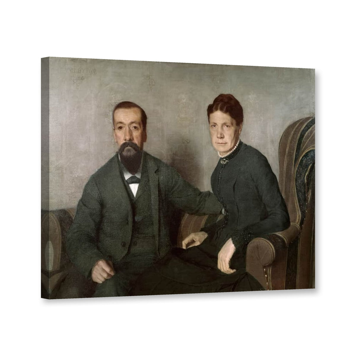Bildnis der Eltern des Künstlers, Lausanne von Félix Vallotton als Leinwand – Perspektivansicht