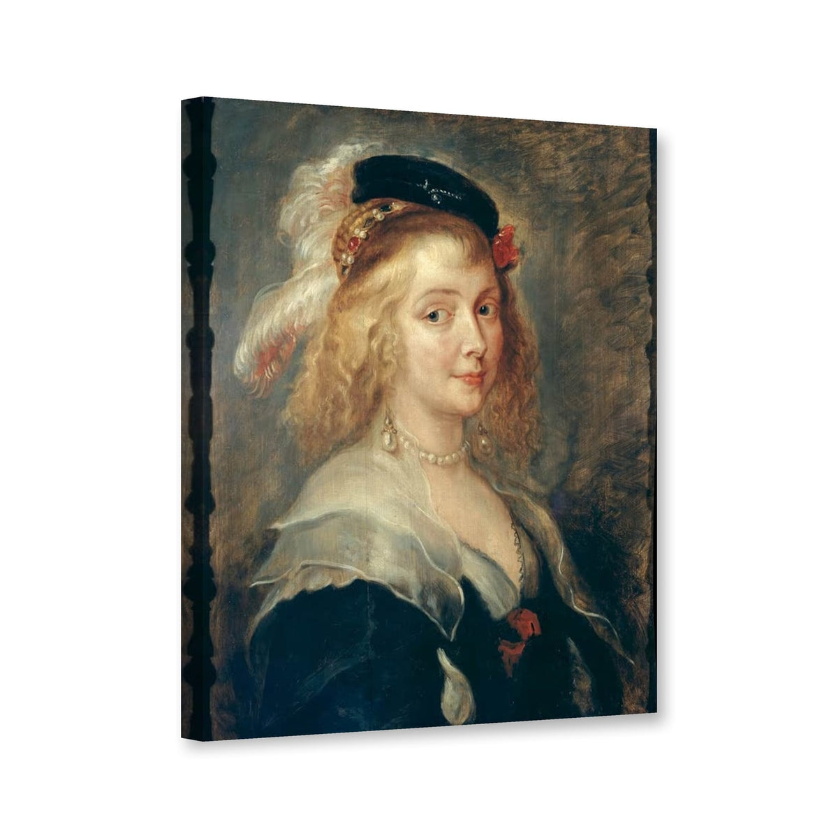 Bildnis der Helene Fourment, Brüssel von Peter Paul Rubens als Leinwand – Perspektivansicht