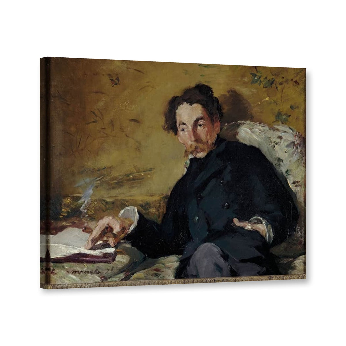 Bildnis von Stéphane Mallarmé von Édouard Manet als Leinwand – Perspektivansicht